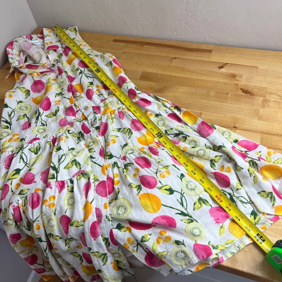 Cynthia Rowley Fruit Print Linen Blend Sleeveless Shirt Dress Belted Size 6 - Picture 13 of 13